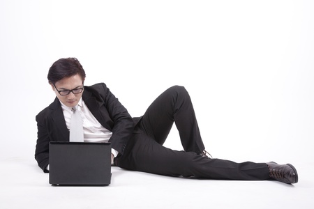 Businessman working witt his laptopの写真素材