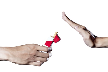 A hand refuse an offer to smokingの写真素材