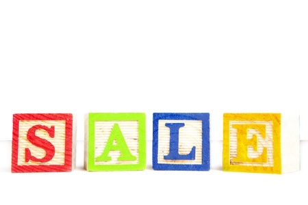Shot of colorful letter of SALE word. isolated on white backgroundの写真素材