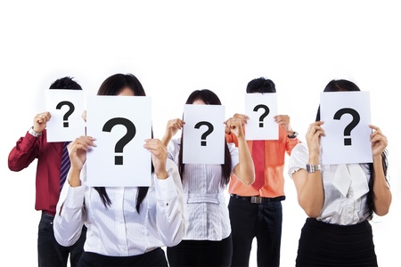 Business people with question mark on their faces