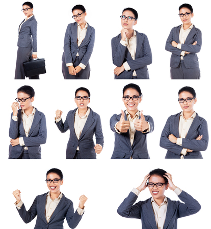 Beautiful businesswoman with many expressionsの写真素材