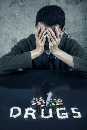 Portrait of a young drug userの写真素材