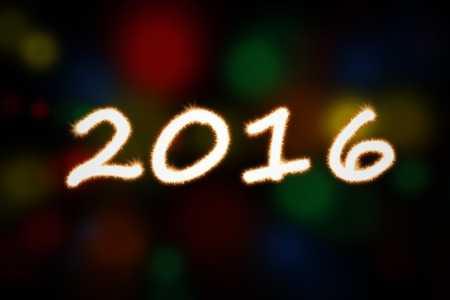 Image of fireworks light with bokeh background shaped numbers 2016. New year conceptの写真素材