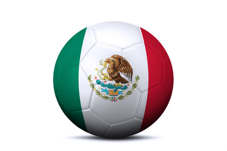 Image of a soccer ball with national flag of Mexico, isolated on white backgroundの写真素材