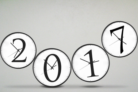 Image of four clocks with number 2017, isolated on white background