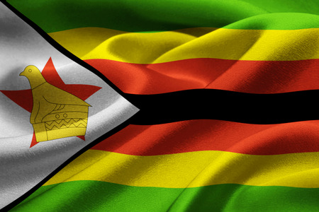Close up of the national flag of Zimbabwe waving in the windの写真素材