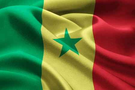 Image of waving flag of Senegalの写真素材