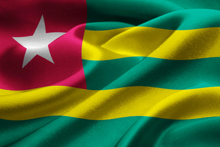 Close up of the national flag of Togo waving in the windの写真素材