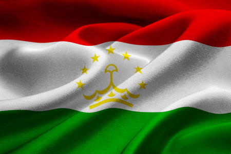 Image of the national flag of Tajikistan blowing in the windの写真素材
