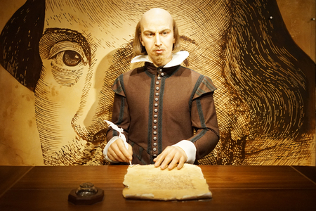 HONG KONG, China. April 21, 2017: Picture of wax figure of William Shakespeare at Madame Tussauds museum in Hong Kong, Chinaのeditorial素材