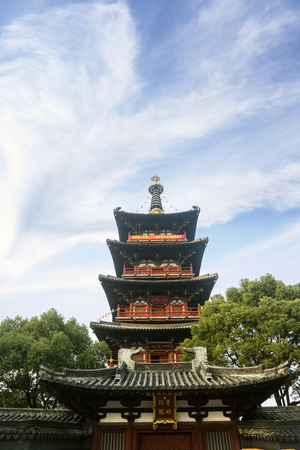 Suzhou, China. April 18, 2017: Picture of Hanshan Temple with clear sky in Suzhou, Chinaのeditorial素材