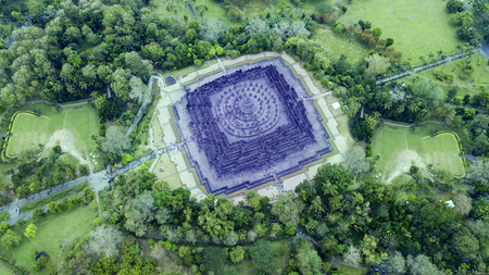 Amazing top view of ancient temple of  Borobudurの写真素材