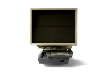 Image of old microfilm reader, isolated on white background