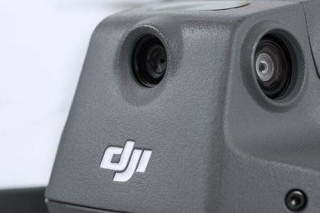 JAKARTA, Indonesia - October 12, 2018: Closeup view of Backward Vision System of Dji Mavic 2 Pro...