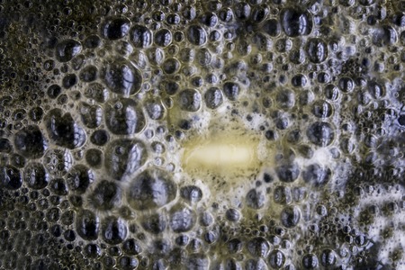 Top view of butter thawing over the hot frying panの写真素材