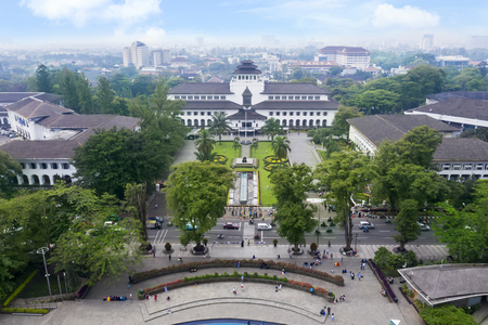Bandung - Indonesia. February 18, 2019: Aerial view of Gedung Sate is a government building in Bandung, West Java, Indonesiaのeditorial素材