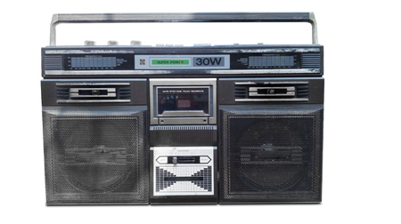 JAKARTA - Indonesia. June 21, 2019: Image of a black fashioned radio, isolated on white backgroundのeditorial素材