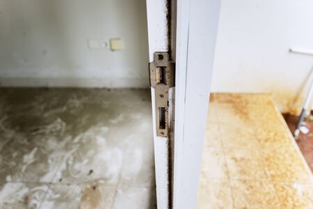 Dusty terrace and interior floor of a modern houseの写真素材