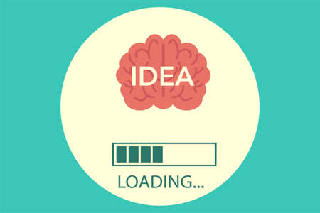 Idea vector concept: brain icon written "Idea" above the Loading barのイラスト素材