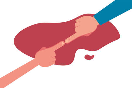 Index fingers touching vector concept, in the white background with red shadesのイラスト素材