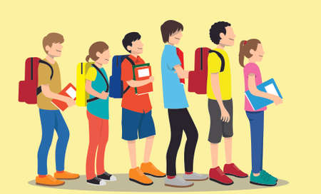 Education vector concept: Group of teenagers or students queuingのイラスト素材