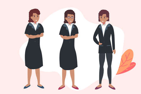 Success businesswoman vector concept: Three businesswomen look confident in suit while fold their handsのイラスト素材