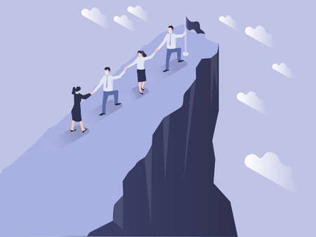 Business partnership or teamwork vector concept: Business people helping each other to achieve successのイラスト素材