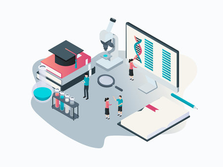 Medical college student isometric 3D vector concept for landing page, template, ui, web, homepage, poster, banner, flyerのイラスト素材
