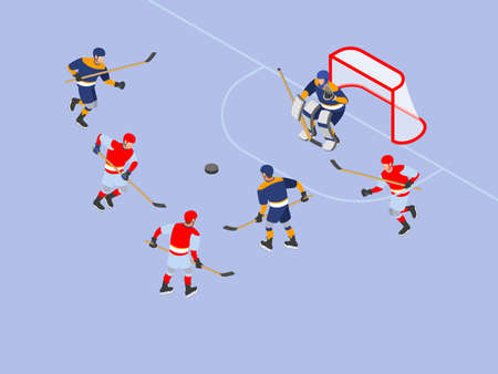 Hockey game isometric 3d vector concept for banner, website, illustration, landing page, flyer, etc.のイラスト素材