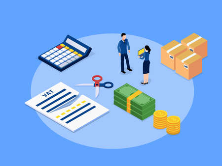 Vat free 3D isometric vector concept for banner, website, illustration, landing page, flyer, etcのイラスト素材