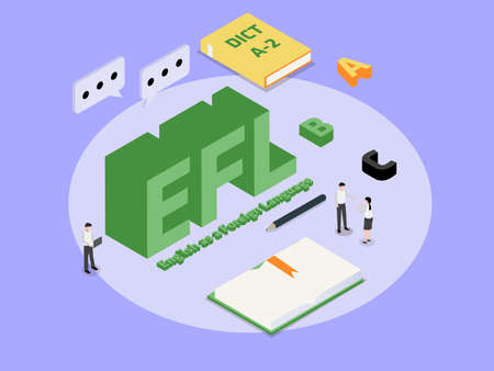 English as a Foreign Languae EFL 3D isometric vector concept for banner, website, illustration, landing page, flyer, etcのイラスト素材