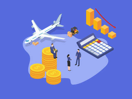 Export import 3D isometric vector concept for banner, website, illustration, landing page, flyer, etcのイラスト素材