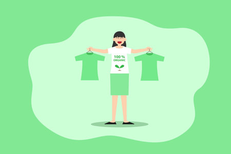 Organic clothes 2D flat vector concept for banner, website, illustration, landing page, flyer, etcのイラスト素材