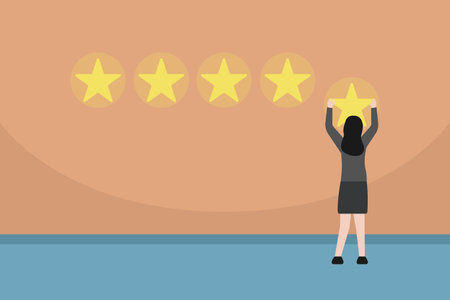 Stars rating system 2D flat vector concept for banner, website, illustration, landing page, flyer, etcのイラスト素材