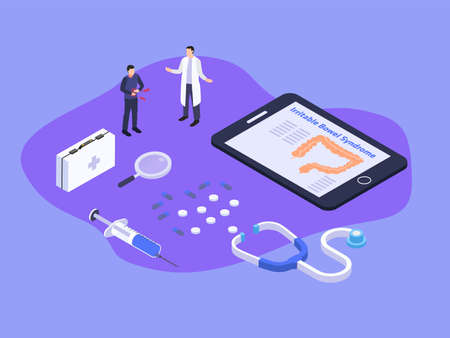 Doctor and IBS patient 3D isometric vector concept for banner, website, illustration, landing page, flyer, etcのイラスト素材