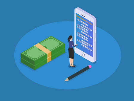 Unemployment claim 3D isometric vector concept for banner, website, illustration, landing page, flyer, etcのイラスト素材