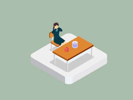 Woman on diet 3D isometric vector concept for banner, website, illustration, landing page, flyer, etcのイラスト素材