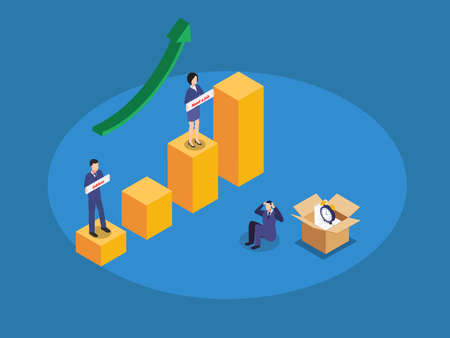 Unemployment rate 3D isometric vector concept for banner, website, illustration, landing page, flyer, etcのイラスト素材