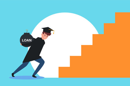 Student loan 2D flat vector concept for banner, website, illustration, landing page, flyer, etcのイラスト素材