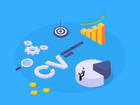 Conversion Rate isometric 3d vector concept for banner, website, illustration, landing page, flyer, etc.のイラスト素材