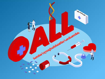 Acute Lymphoblastic Leukemia ALL isometric 3d vector concept for banner, website, illustration, landing page, flyer, etc.のイラスト素材