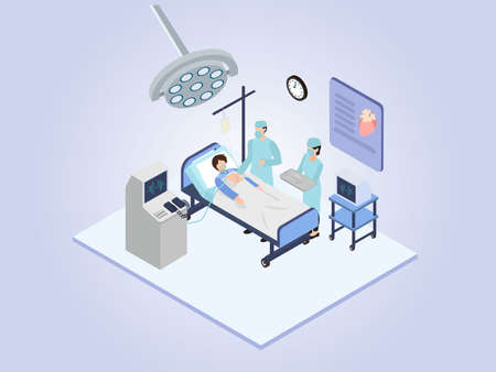 Heart surgery 3D flat isometric vector concept for banner, website, illustration, landing page, flyer, etc.のイラスト素材
