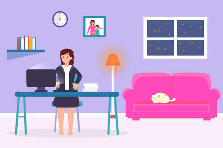 Businesswoman overworked 2D flat vector concept for banner, website, illustration, landing page, flyer, etc.のイラスト素材