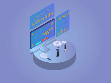 Data mining 3D flat isometric vector concept for banner, website, illustration, landing page, flyer,...