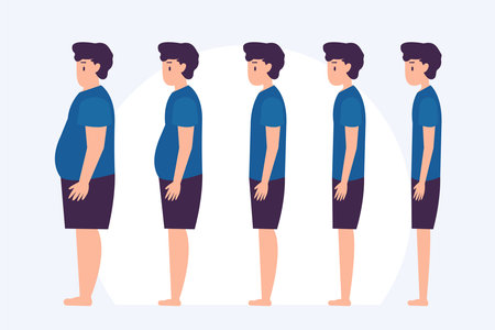 Stages of body change 2D flat vector concept for banner, website, illustration, landing page, flyer, etc.のイラスト素材