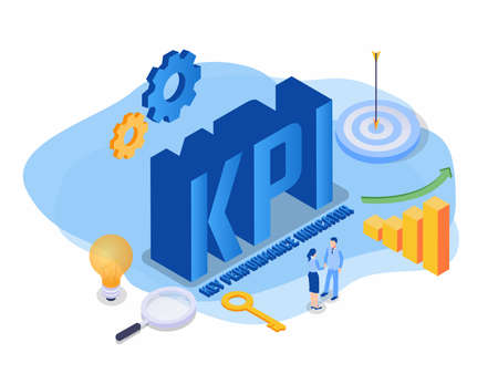 Key performance Indicator (KPI) isometric 3d vector concept for banner, website, illustration, landing page, flyer, etc.のイラスト素材
