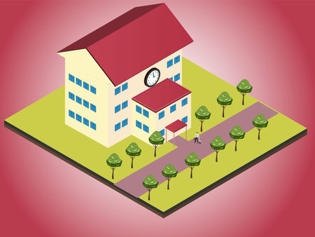 Father walks his son to school isometric 3d vector concept for banner, website, illustration, landing page, flyer, etc.のイラスト素材