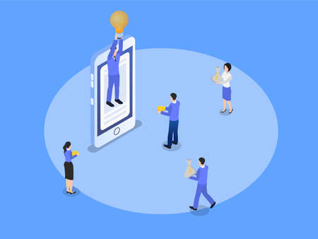 Business startup idea isometric 3d vector concept for banner, website, illustration, landing page, flyer, etc.のイラスト素材