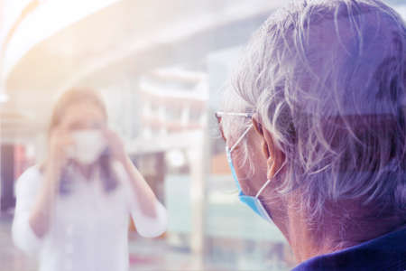 Sick father visited by his daughter while doing self isolation after infected by Covid-19 outbreak...