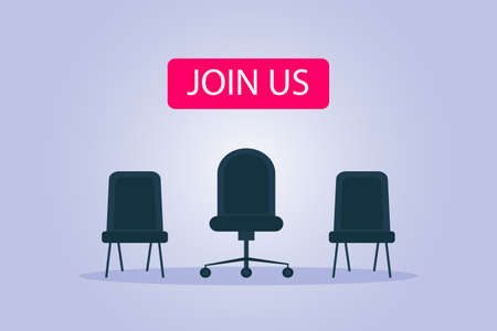 Join Us vector concept. Join Us text word with empty chairのイラスト素材